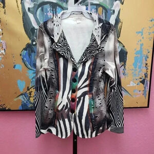 Kamana Colorful Zebra Print Button Up Jacket